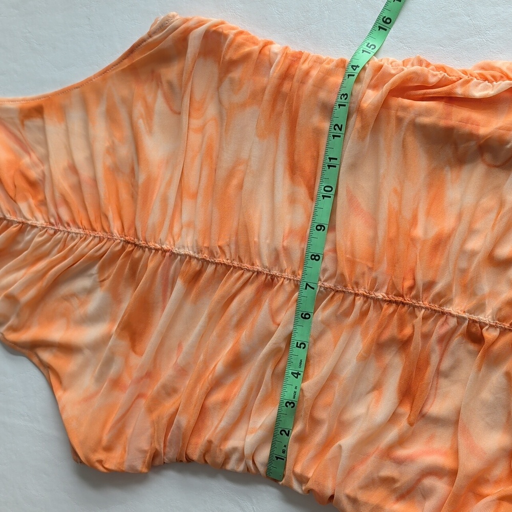 Revolve x House of Harlow 1960 Dress Ruched Maxi Sleeveless Orange Women's Sz L - Picture 5 of 11